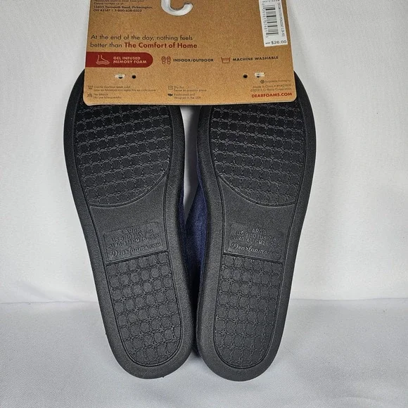 Dearfoams Women's Slippers Size Large 9-10 Navy Blue Memory Foam Indoor Outdoor - Picture 4 of 6